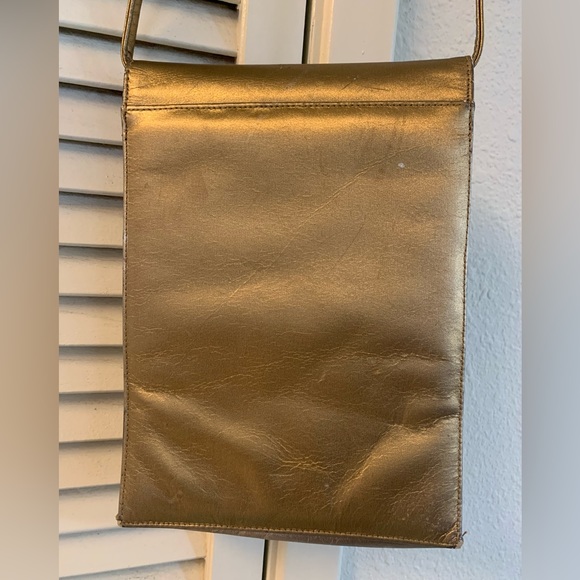 VINTAGE Stuart Weitzman• Metallic Gold-• Leather•• Crossbody/Shoulder bag - Picture 7 of 12